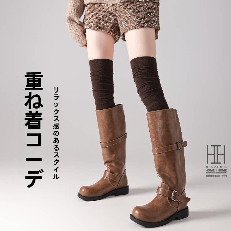 ニーハイソックス 靴下 レディース 膝上 ロング丈 メリノウール混紡 暖かい 柔らかい たるみソックス 美脚 脚長 JK 抗菌 消臭 吸汗 通気性 ストレッチ 22-24.5cm | ホームアイホーム | 08