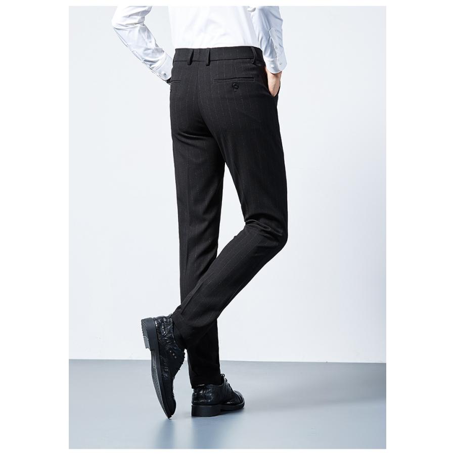 スラックス メンズ 伸縮 ノータック ビジネス ブラック ロング ストライプ スリム 細身 きれいめ クールビズ 紳士 春秋 | ホームアイホーム | 10