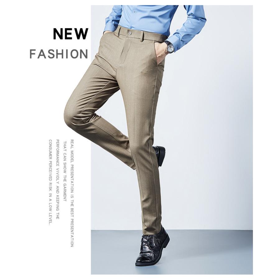 スラックス メンズ 伸縮 ノータック ビジネス ブラック ロング ストライプ スリム 細身 きれいめ クールビズ 紳士 春秋 | ホームアイホーム | 03