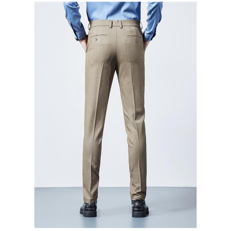 スラックス メンズ 伸縮 ノータック ビジネス ブラック ロング ストライプ スリム 細身 きれいめ クールビズ 紳士 春秋 | ホームアイホーム | 04