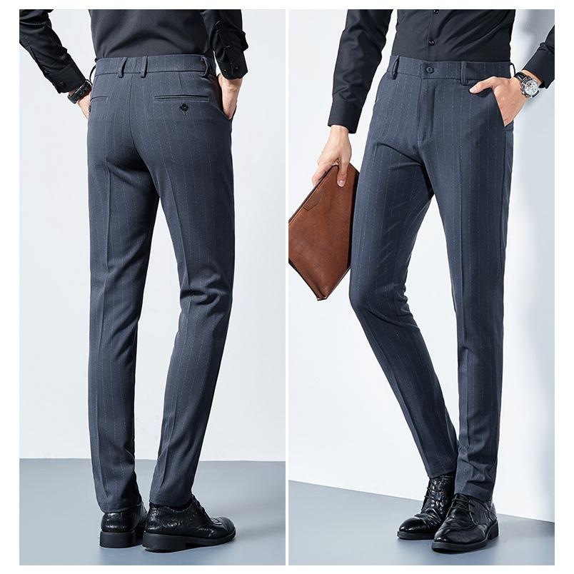スラックス メンズ 伸縮 ノータック ビジネス ブラック ロング ストライプ スリム 細身 きれいめ クールビズ 紳士 春秋 | ホームアイホーム | 07