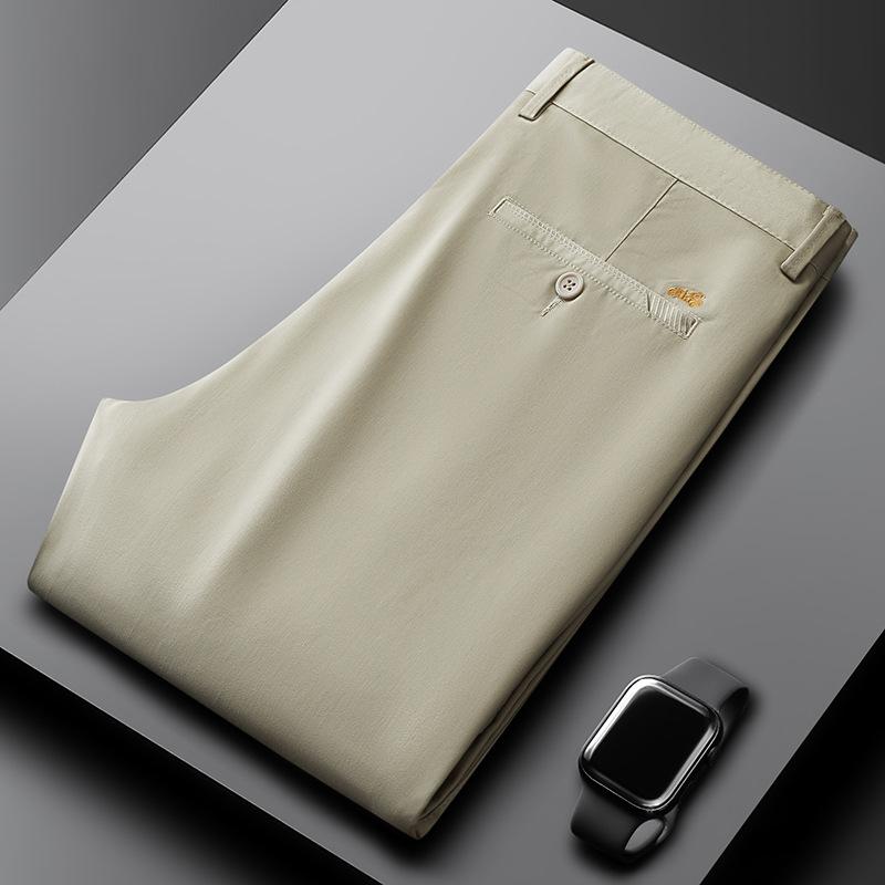 スラックス メンズ シワになりにくい 分厚い ストレッチ 刺繍入り 高品質 ストレート ビジネス 通勤可 オフィススーツパンツ ロングパンツ | ホームアイホーム | 05