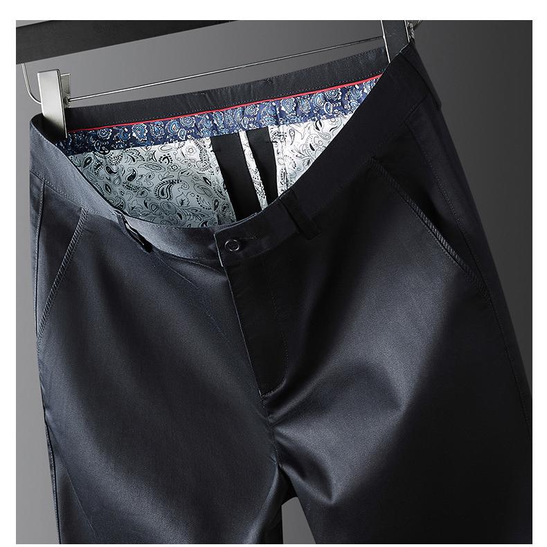 スラックス メンズ シワになりにくい 分厚い ストレッチ 刺繍入り 高品質 ストレート ビジネス 通勤可 オフィススーツパンツ ロングパンツ | ホームアイホーム | 11