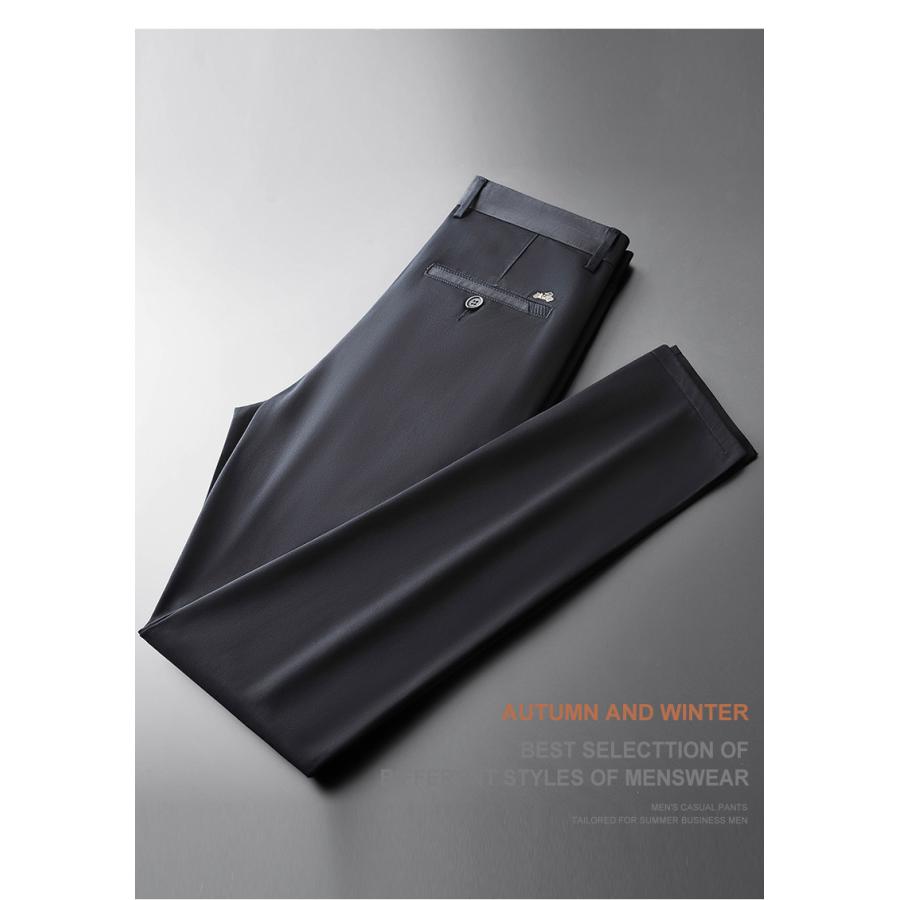 スラックス メンズ シワになりにくい 分厚い ストレッチ 刺繍入り 高品質 ストレート ビジネス 通勤可 オフィススーツパンツ ロングパンツ | ホームアイホーム | 13