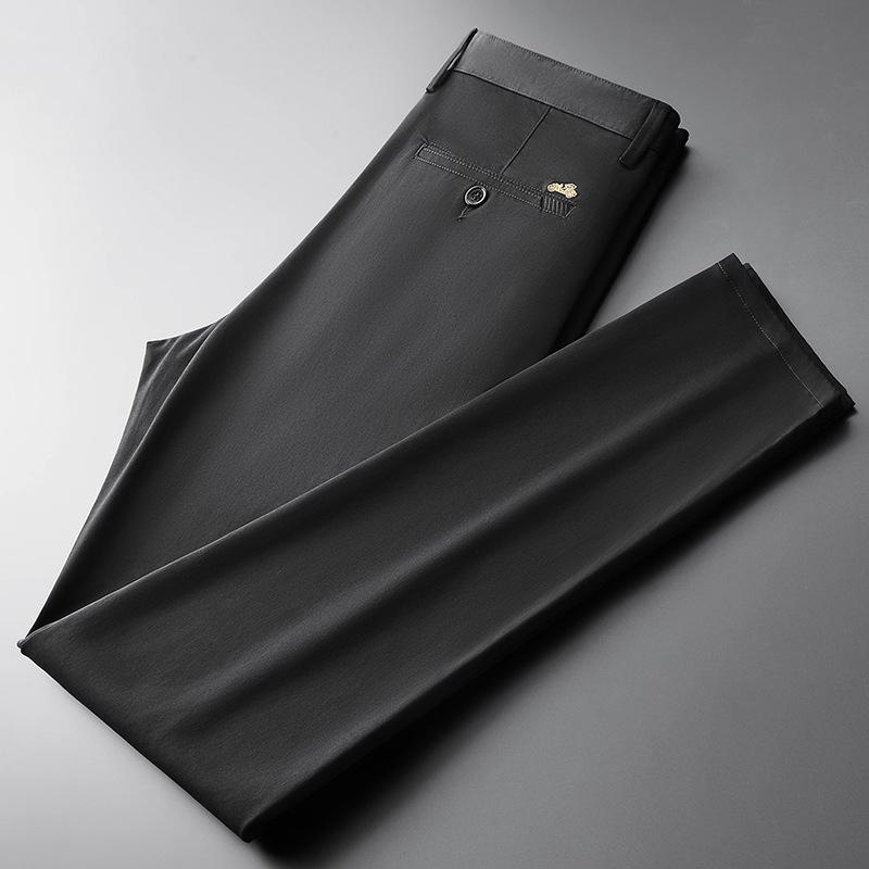 スラックス メンズ シワになりにくい 分厚い ストレッチ 刺繍入り 高品質 ストレート ビジネス 通勤可 オフィススーツパンツ ロングパンツ | ホームアイホーム | 07