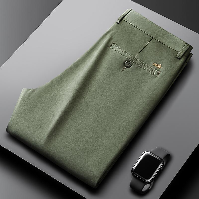 スラックス メンズ シワになりにくい 分厚い ストレッチ 刺繍入り 高品質 ストレート ビジネス 通勤可 オフィススーツパンツ ロングパンツ | ホームアイホーム | 03