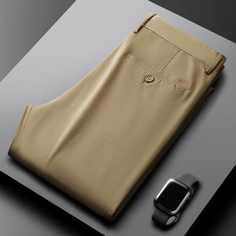 スラックス メンズ シワになりにくい 分厚い ストレッチ 刺繍入り 高品質 ストレート ビジネス 通勤可 オフィススーツパンツ ロングパンツ | ホームアイホーム | 04