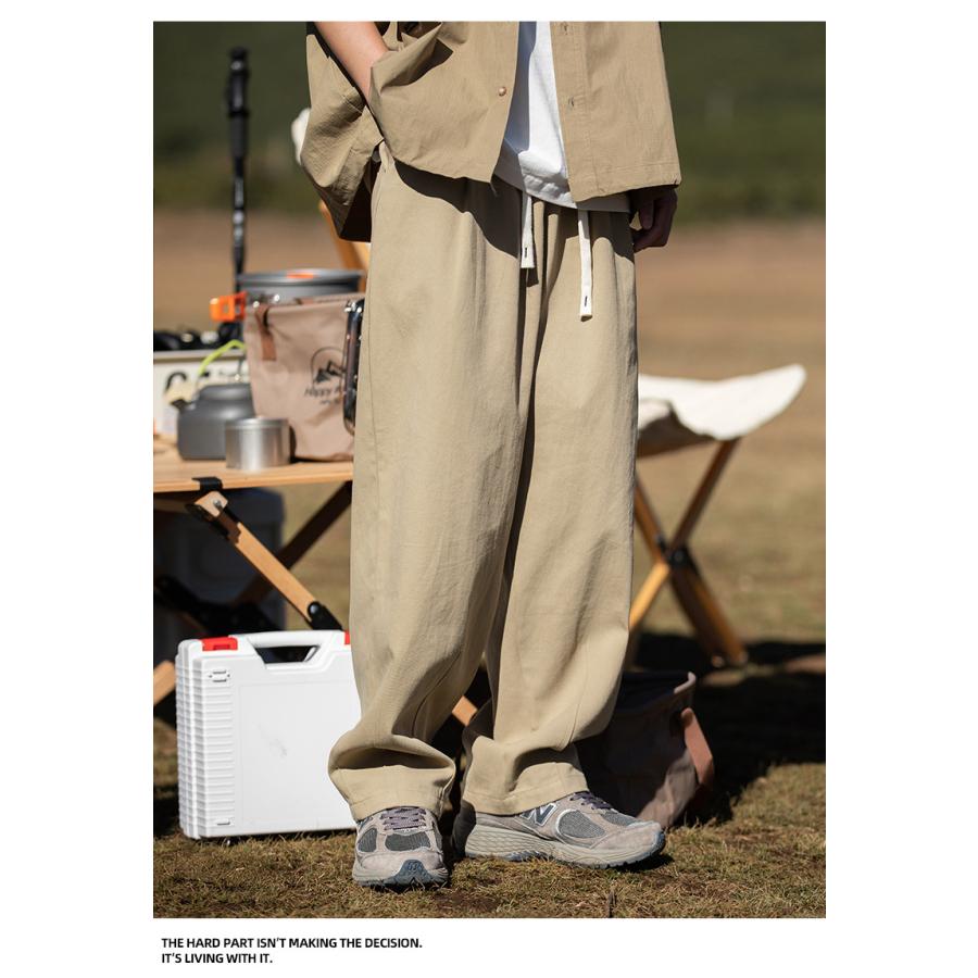 ワイドパンツ メンズ ゆったり ロング丈ストリート カジュアルパンツ 男性 春夏 バギーパンツ イージーパンツ ゴム留め | ホームアイホーム | 10