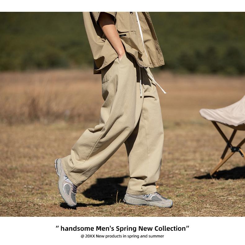 ワイドパンツ メンズ ゆったり ロング丈ストリート カジュアルパンツ 男性 春夏 バギーパンツ イージーパンツ ゴム留め | ホームアイホーム | 08