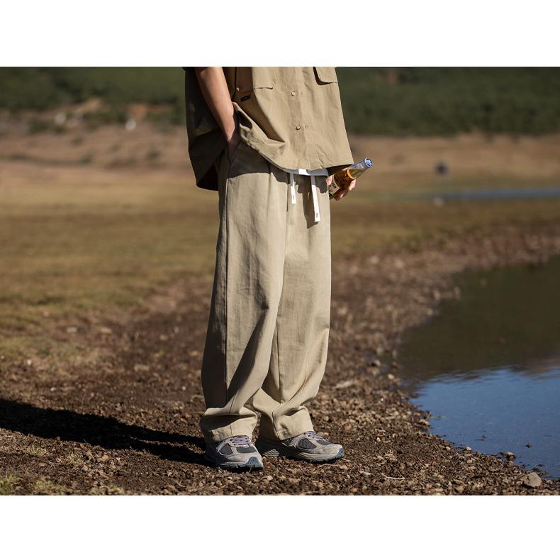 ワイドパンツ メンズ ゆったり ロング丈ストリート カジュアルパンツ 男性 春夏 バギーパンツ イージーパンツ ゴム留め | ホームアイホーム | 09