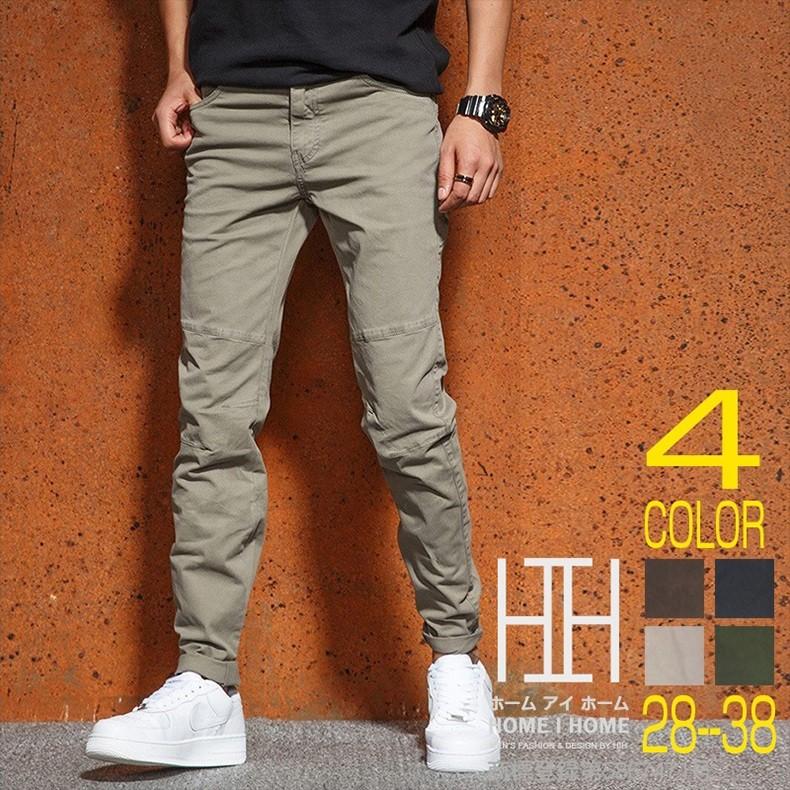 チノパン メンズ ロング丈 無地 スリム アウトドア ワークパンツ カジュアル | ホームアイホーム