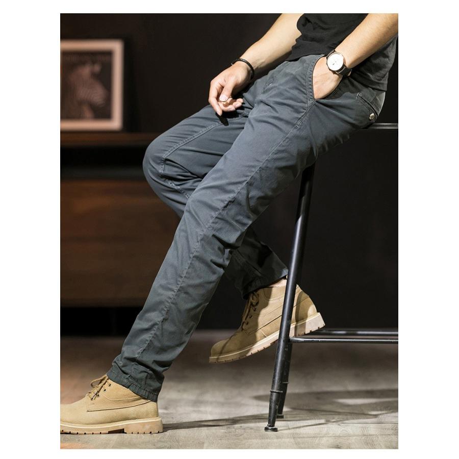 ストレッチパンツ チノパン 無地 メンズ 綿パン チノ ややストレッチ カジュアル ストリート ストレート ロング丈 ボトムス | ブランド登録なし | 04