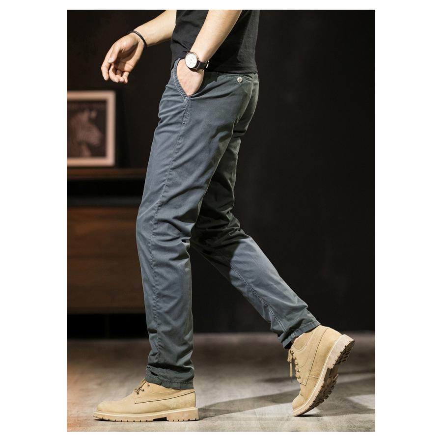 ストレッチパンツ チノパン 無地 メンズ 綿パン チノ ややストレッチ カジュアル ストリート ストレート ロング丈 ボトムス | ブランド登録なし | 05