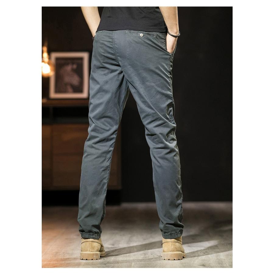 ストレッチパンツ チノパン 無地 メンズ 綿パン チノ ややストレッチ カジュアル ストリート ストレート ロング丈 ボトムス | ブランド登録なし | 06