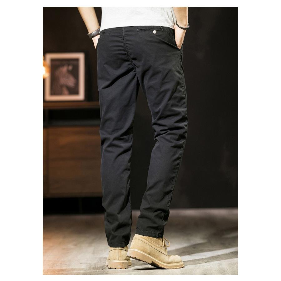 ストレッチパンツ チノパン 無地 メンズ 綿パン チノ ややストレッチ カジュアル ストリート ストレート ロング丈 ボトムス | ブランド登録なし | 09