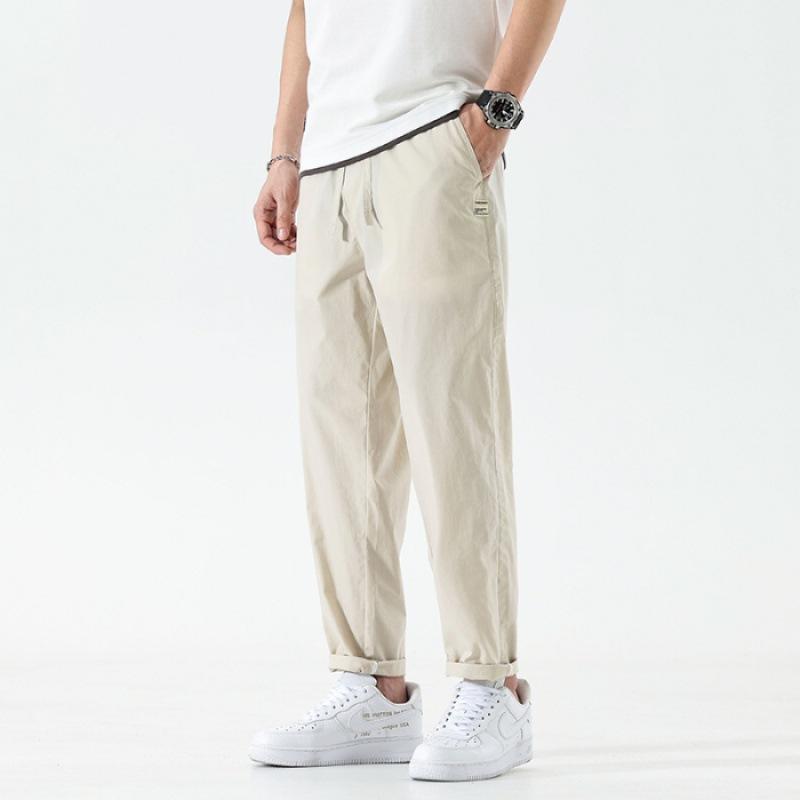チノパン メンズ イージーパンツ スリムストレート 夏向け ゴム留め 薄手 ロング丈 無地シンプル メンズファション | ホームアイホーム | 06