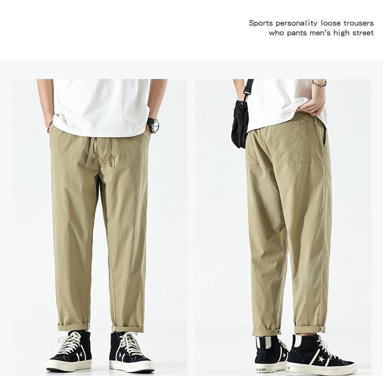 チノパン メンズ イージーパンツ スリムストレート 夏向け ゴム留め 薄手 ロング丈 無地シンプル メンズファション | ホームアイホーム | 11