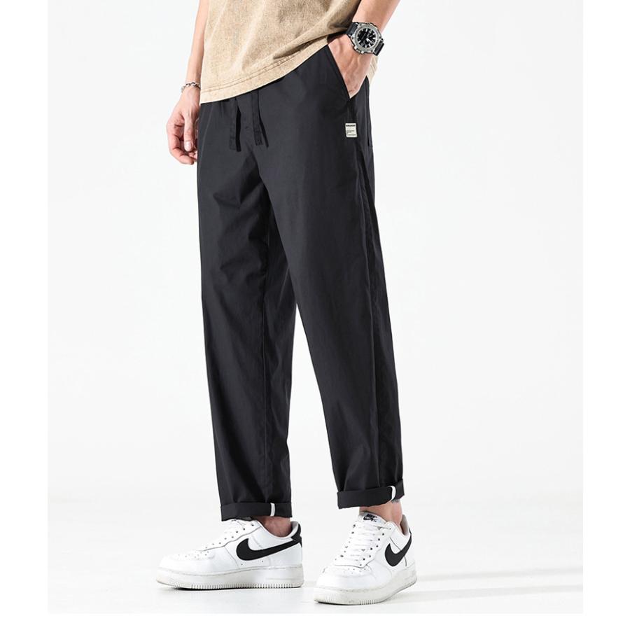 チノパン メンズ イージーパンツ スリムストレート 夏向け ゴム留め 薄手 ロング丈 無地シンプル メンズファション | ホームアイホーム | 15