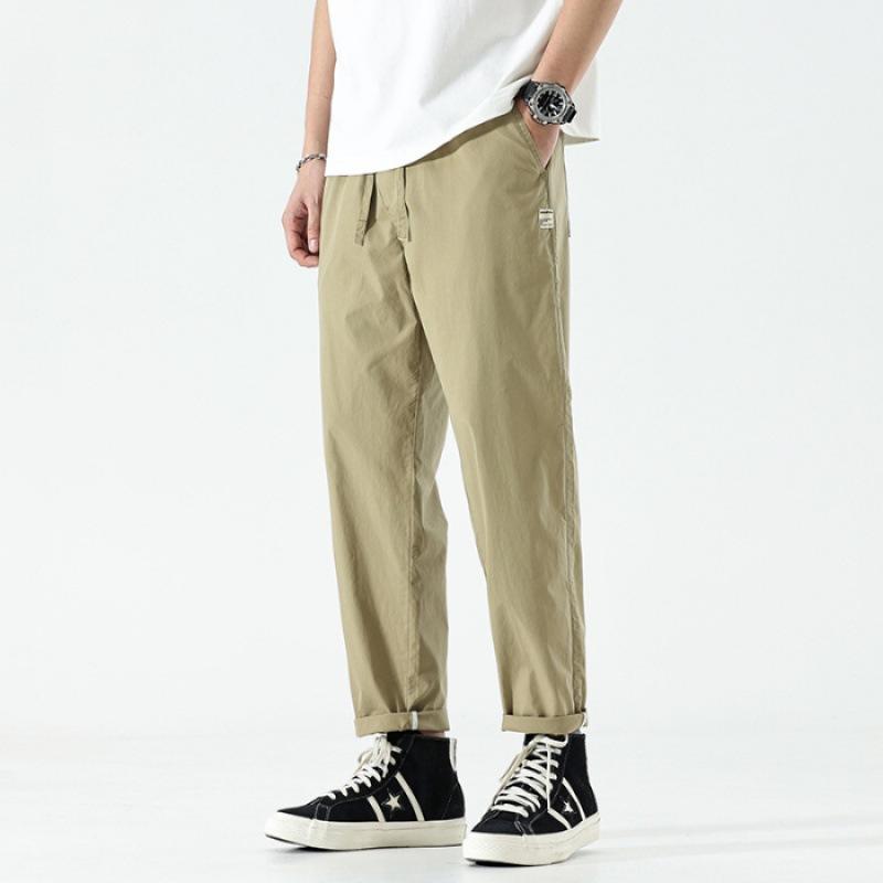 チノパン メンズ イージーパンツ スリムストレート 夏向け ゴム留め 薄手 ロング丈 無地シンプル メンズファション | ホームアイホーム | 03