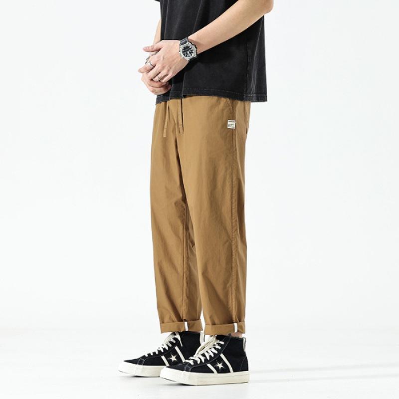 チノパン メンズ イージーパンツ スリムストレート 夏向け ゴム留め 薄手 ロング丈 無地シンプル メンズファション | ホームアイホーム | 04