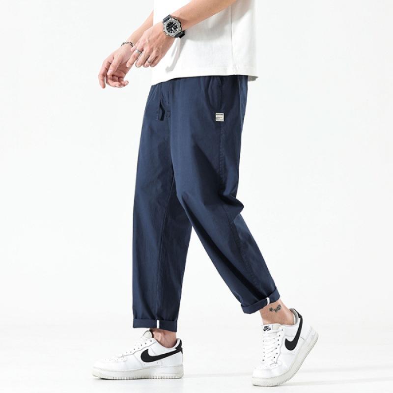 チノパン メンズ イージーパンツ スリムストレート 夏向け ゴム留め 薄手 ロング丈 無地シンプル メンズファション | ホームアイホーム | 05