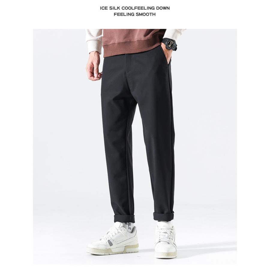 メンズ チノパン スリム ストレート ロング丈 無地 シンプル ひんやり 夏 カジュアルパンツ ロングパンツ スタイリッシュ | ホームアイホーム | 12