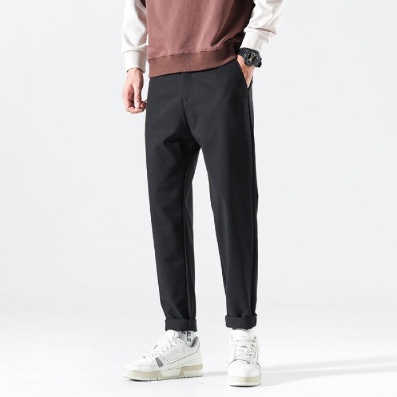 メンズ チノパン スリム ストレート ロング丈 無地 シンプル ひんやり 夏 カジュアルパンツ ロングパンツ スタイリッシュ | ホームアイホーム | 01