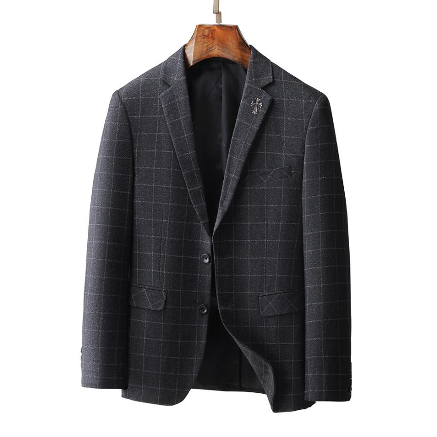 テーラード ジャケット メンズ チェック柄 ビジカジ 2釦 ブローチ無し スタイリッシュ 紳士服 通勤 春 秋 冬 カジュアル ビジネス ブレザー テレワーク | ホームアイホーム | 02