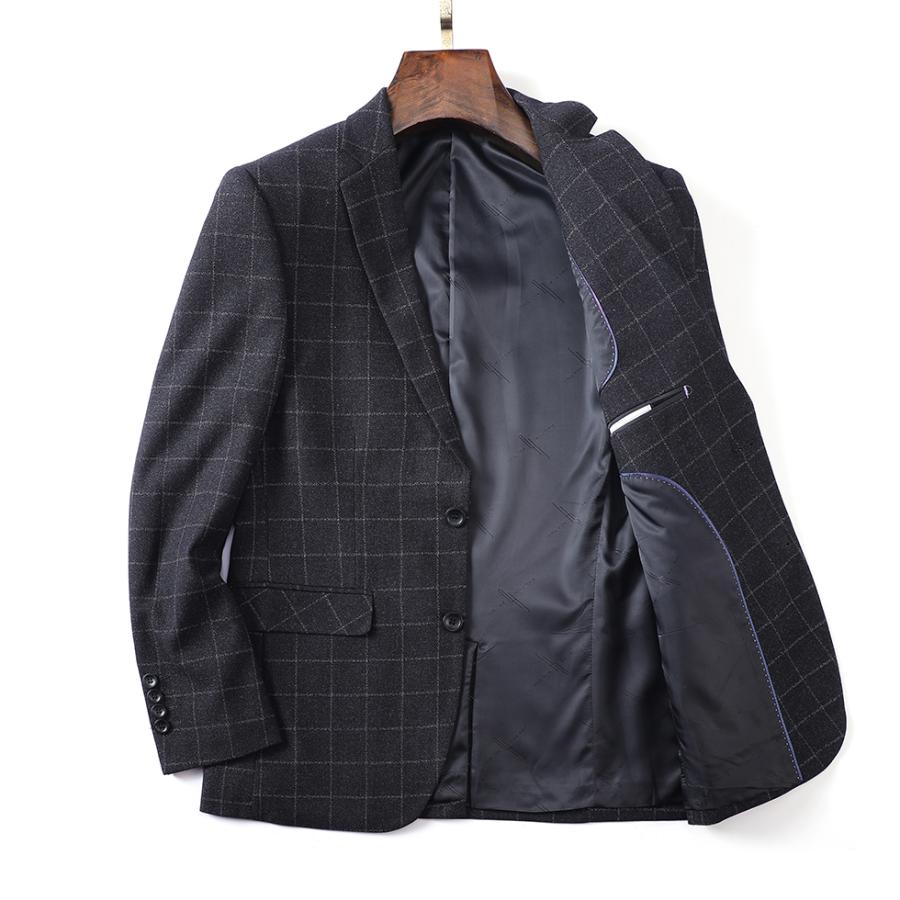 テーラード ジャケット メンズ チェック柄 ビジカジ 2釦 ブローチ無し スタイリッシュ 紳士服 通勤 春 秋 冬 カジュアル ビジネス ブレザー テレワーク | ホームアイホーム | 03