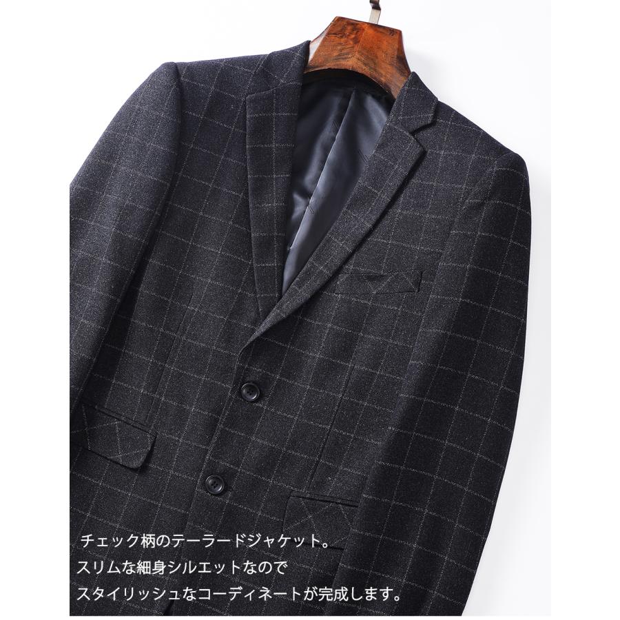 テーラード ジャケット メンズ チェック柄 ビジカジ 2釦 ブローチ無し スタイリッシュ 紳士服 通勤 春 秋 冬 カジュアル ビジネス ブレザー テレワーク | ホームアイホーム | 05