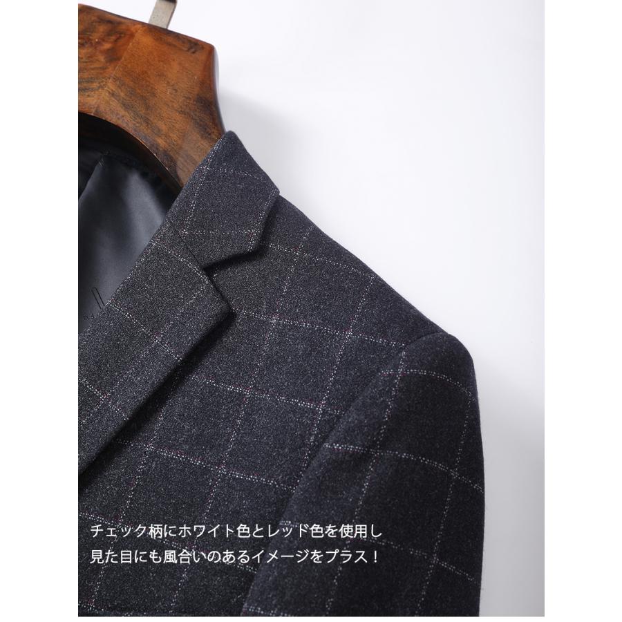 テーラード ジャケット メンズ チェック柄 ビジカジ 2釦 ブローチ無し スタイリッシュ 紳士服 通勤 春 秋 冬 カジュアル ビジネス ブレザー テレワーク | ホームアイホーム | 06