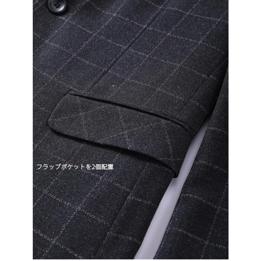 テーラード ジャケット メンズ チェック柄 ビジカジ 2釦 ブローチ無し スタイリッシュ 紳士服 通勤 春 秋 冬 カジュアル ビジネス ブレザー テレワーク | ホームアイホーム | 09