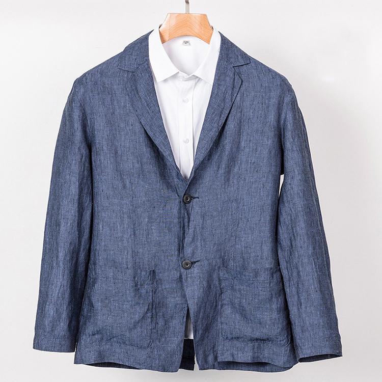 テーラードジャケット リネン 2ボタン メンズ シングル シンプル 無地 ブレザー ビジネス カジュアル 100％麻 通気 通勤 春 夏 秋 | ホームアイホーム | 02