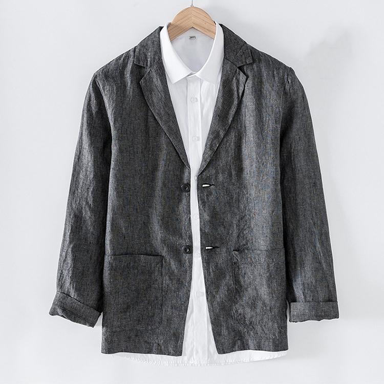 テーラードジャケット リネン 2ボタン メンズ シングル シンプル 無地 ブレザー ビジネス カジュアル 100％麻 通気 通勤 春 夏 秋 | ホームアイホーム | 04