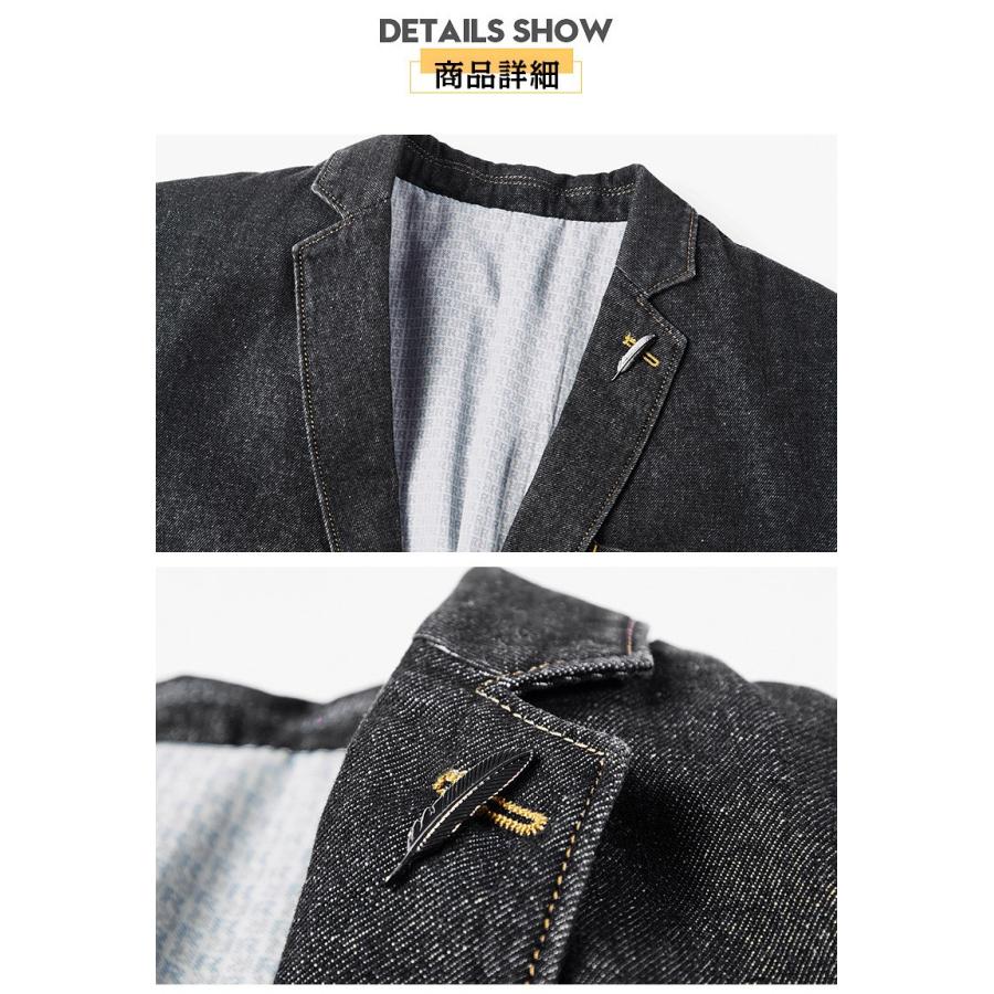 ジャケット デニムテーラード ブレザー メンズ 2ボタンカジュアル デニムジャケット アウター スタイリッシュ | ホームアイホーム | 07