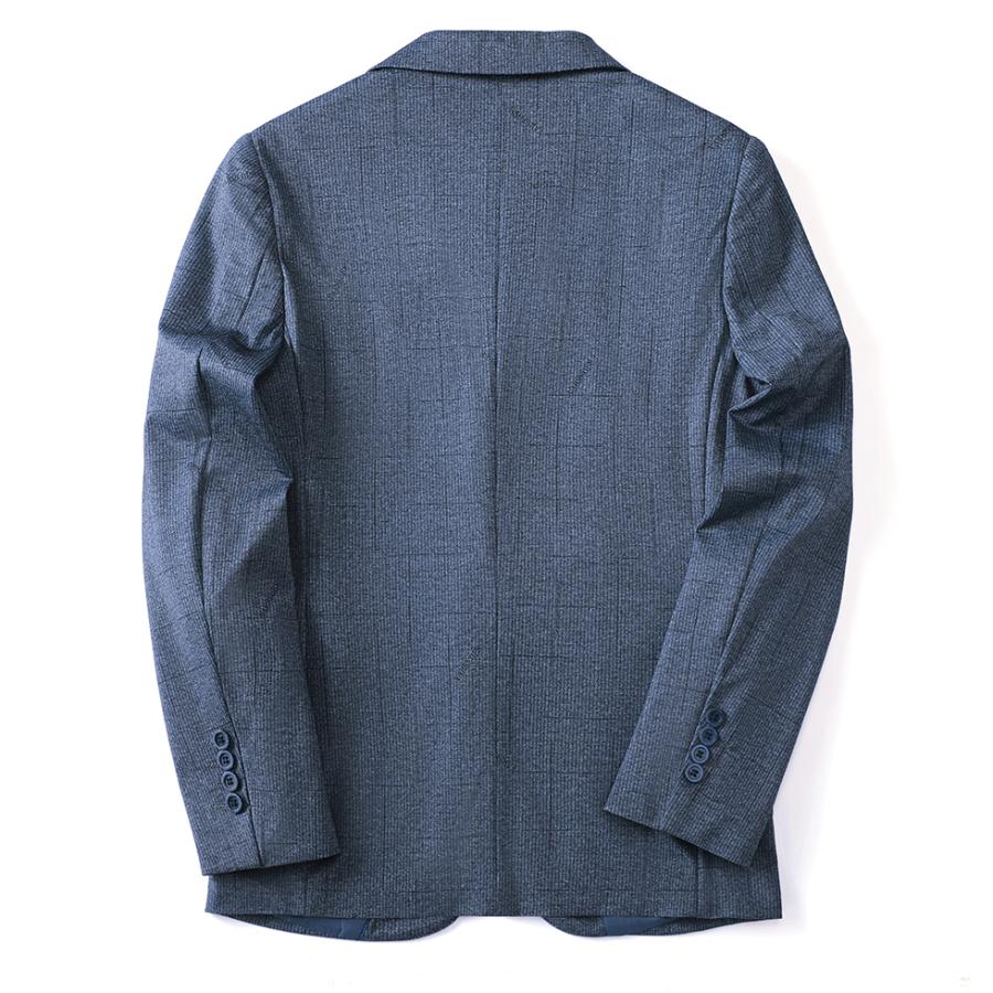 テーラードジャケット メンズ ストレッチ ギンガムチェック 柄物 ブレザー 英文字 おしゃれ ビジカジ 通勤 仕事 スタイリッシュ 柔らかい  滑らかい 裏地あり | ホームアイホーム | 04