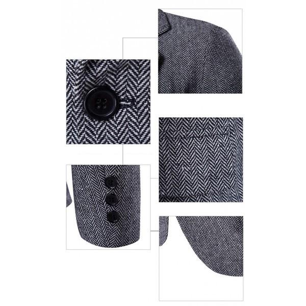 テーラードジャケット メンズ シェブロン柄 ヘリンボーン ワンボタン シンプル カジュアル ファッション | ホームアイホーム | 05