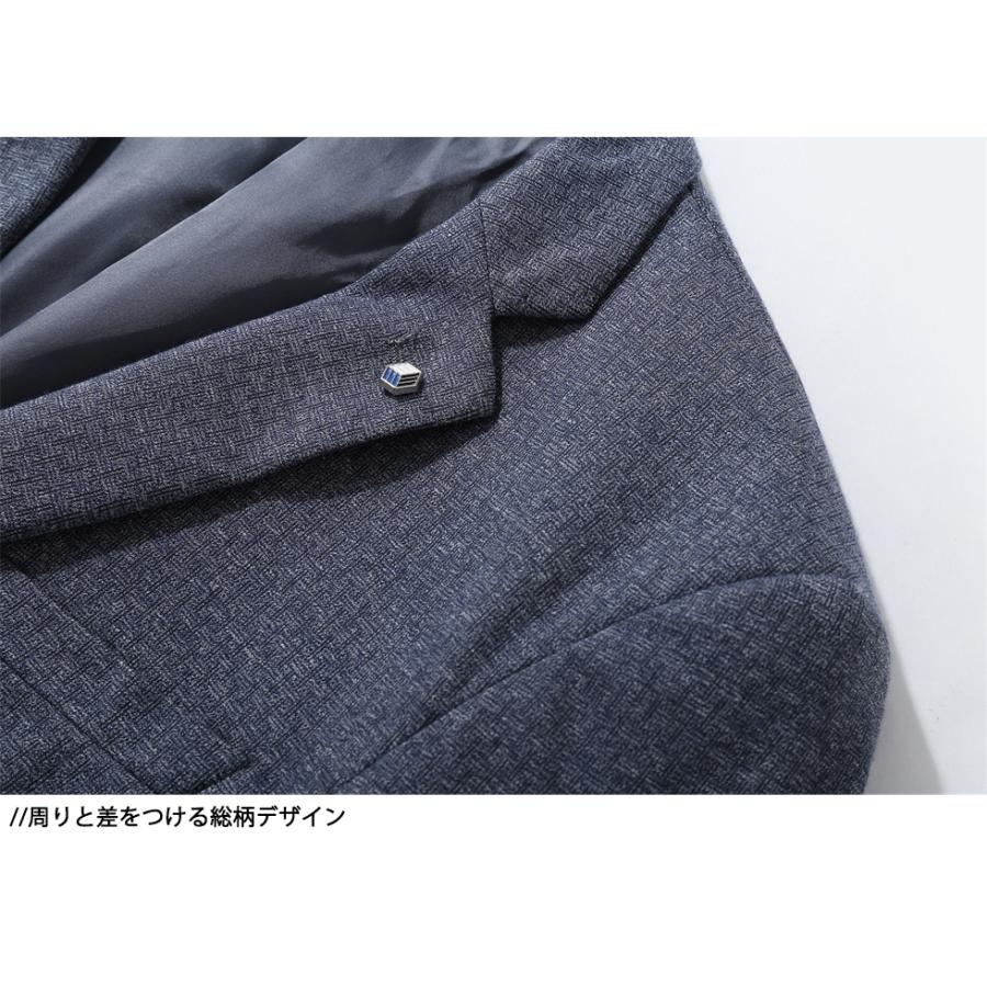 テーラード ジャケット メンズ ブローチ付属 おしゃれ 柄物 ブレザー ブルゾン 2ボタン ストレッチ ビジネス きれいめ メンズファッション オフィスカジュアル | ホームアイホーム | 03