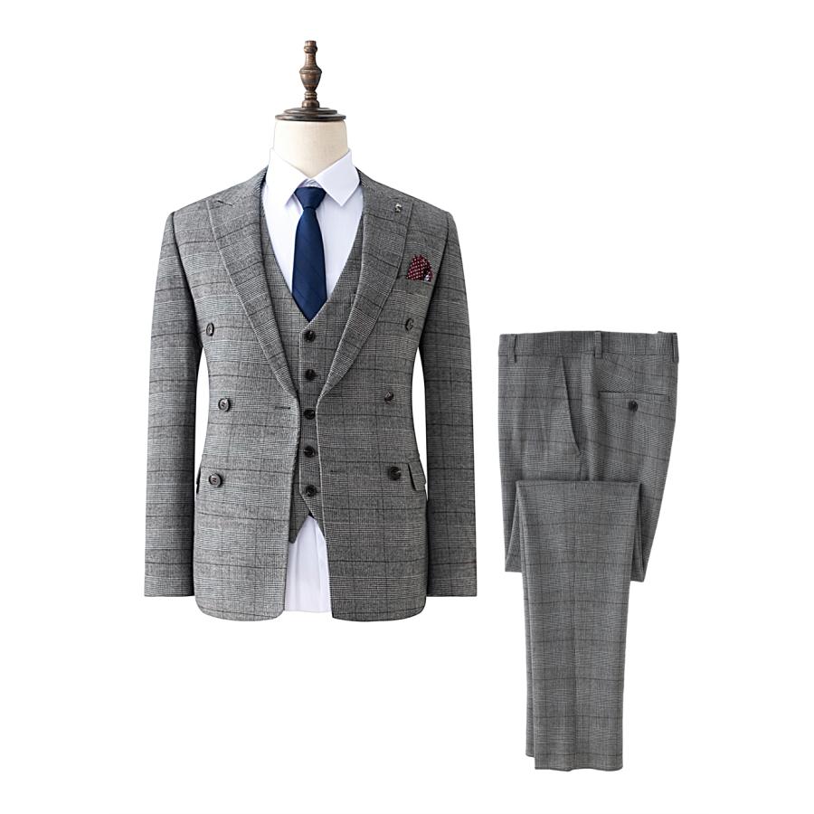 スリーピーススーツ メンズ ビジネス スーツ スリム 千鳥格子