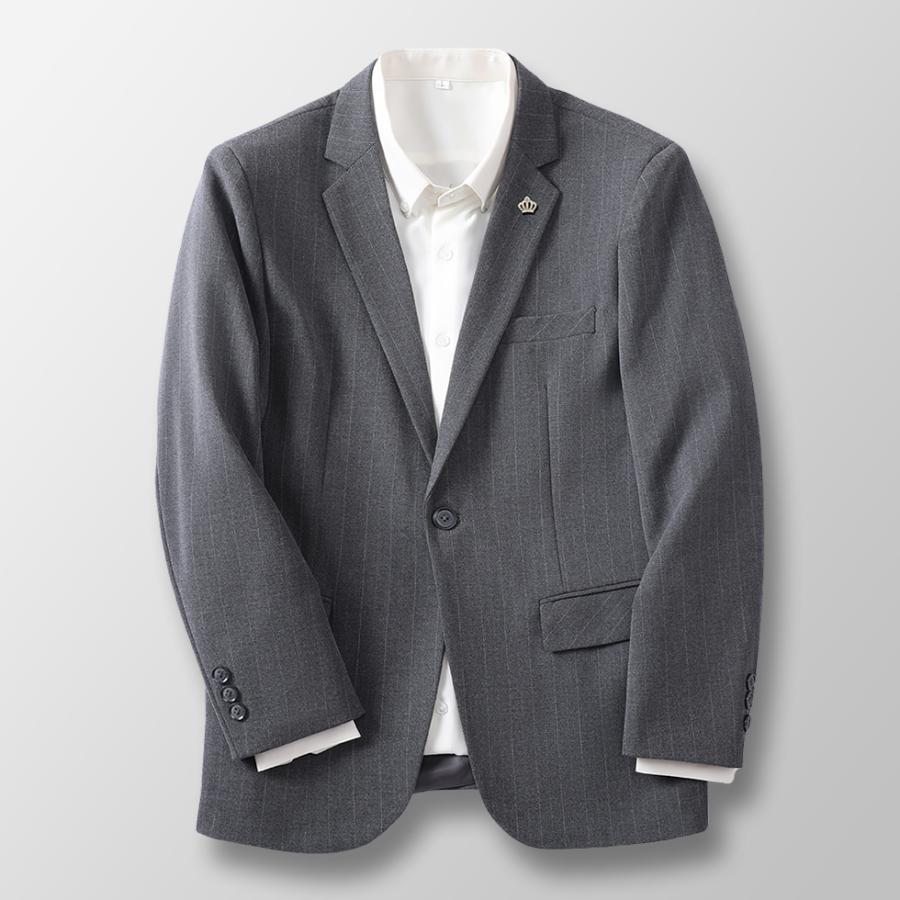 ジャケット メンズ テーラードジャケット ウール ストライプ柄 ブローチ付き おしゃれ ウール混 ウールジャケット 春 秋 冬 メンズアウター 30代 40代 50代 | ホームアイホーム