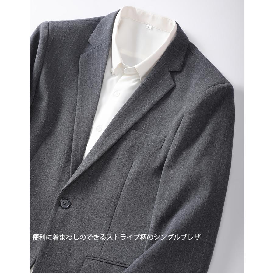 ジャケット メンズ テーラードジャケット ウール ストライプ柄 ブローチ付き おしゃれ ウール混 ウールジャケット 春 秋 冬 メンズアウター 30代 40代 50代 | ホームアイホーム | 05