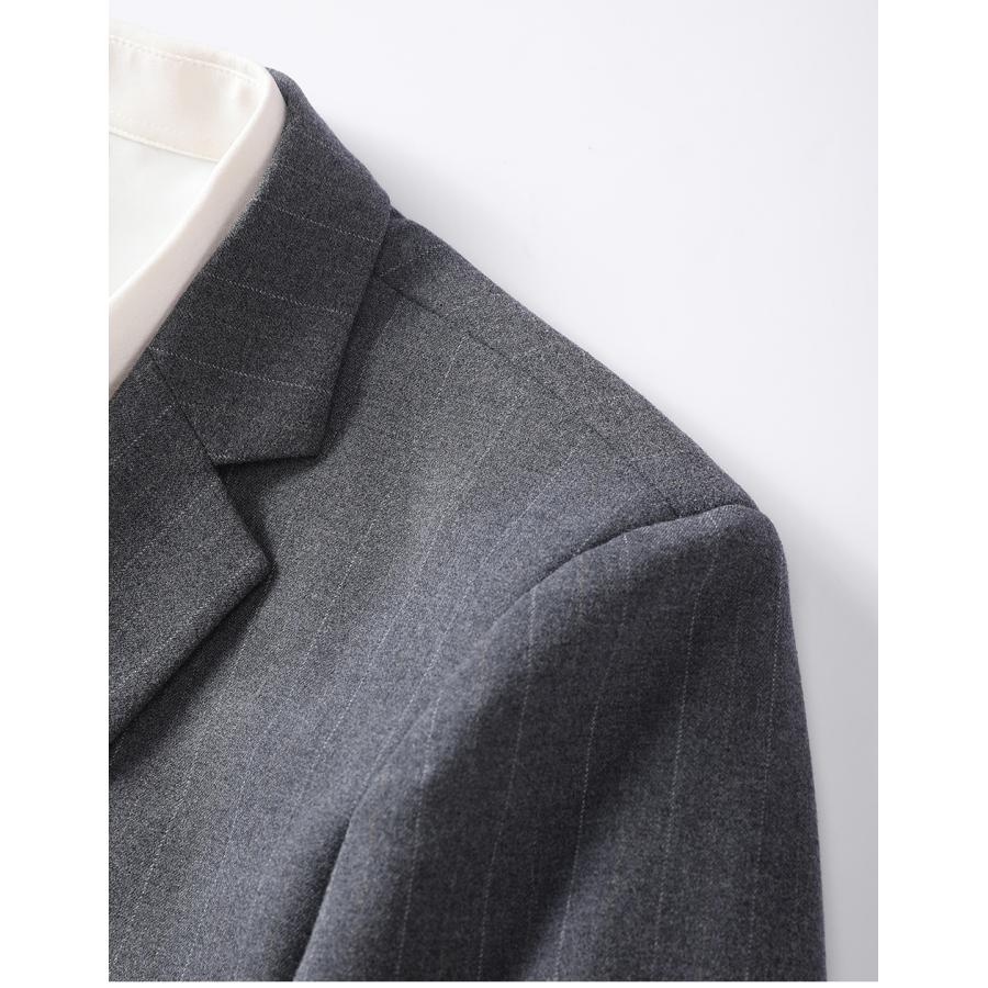 ジャケット メンズ テーラードジャケット ウール ストライプ柄 ブローチ付き おしゃれ ウール混 ウールジャケット 春 秋 冬 メンズアウター 30代 40代 50代 | ホームアイホーム | 07