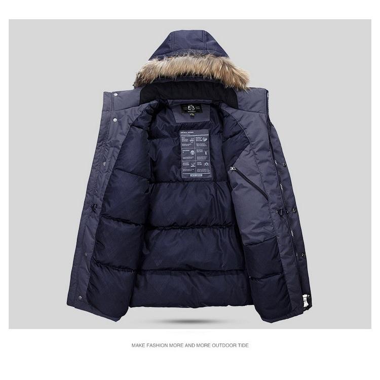 ダウンジャケット メンズ ワッペン付き 無地 防水 ラクーンファー 保温