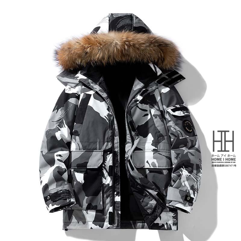 ダウンジャケット メンズ カモフラージュ 赤 アウター 暖かい ダウン ファー付き 撥水加工 防風 厚手 防寒 保温 大きいサイズ ミリタリー ゆったり アウトドア | ホームアイホーム | 18