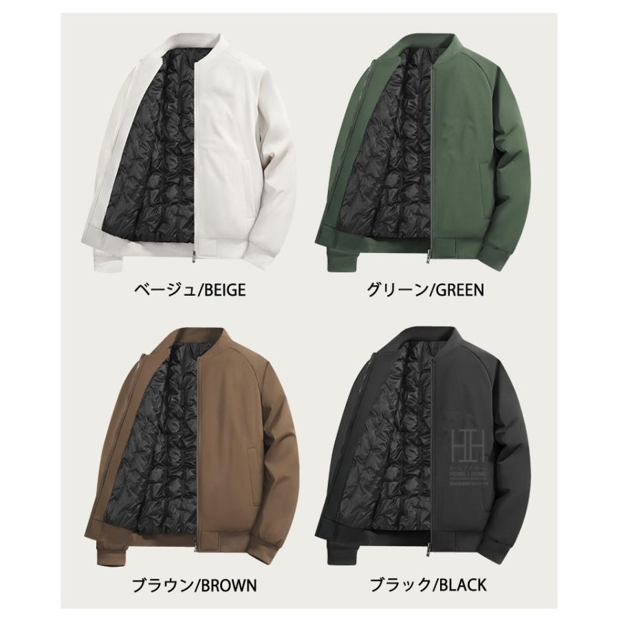 中綿入りスタジャン 中綿ジャケット メンズ 無地 シンプル リブ 防寒 冬物 キルティング裏地 フライトジャケット 暖かい 保温 防寒対策 ブルゾン メンズアウター | ホームアイホーム | 05