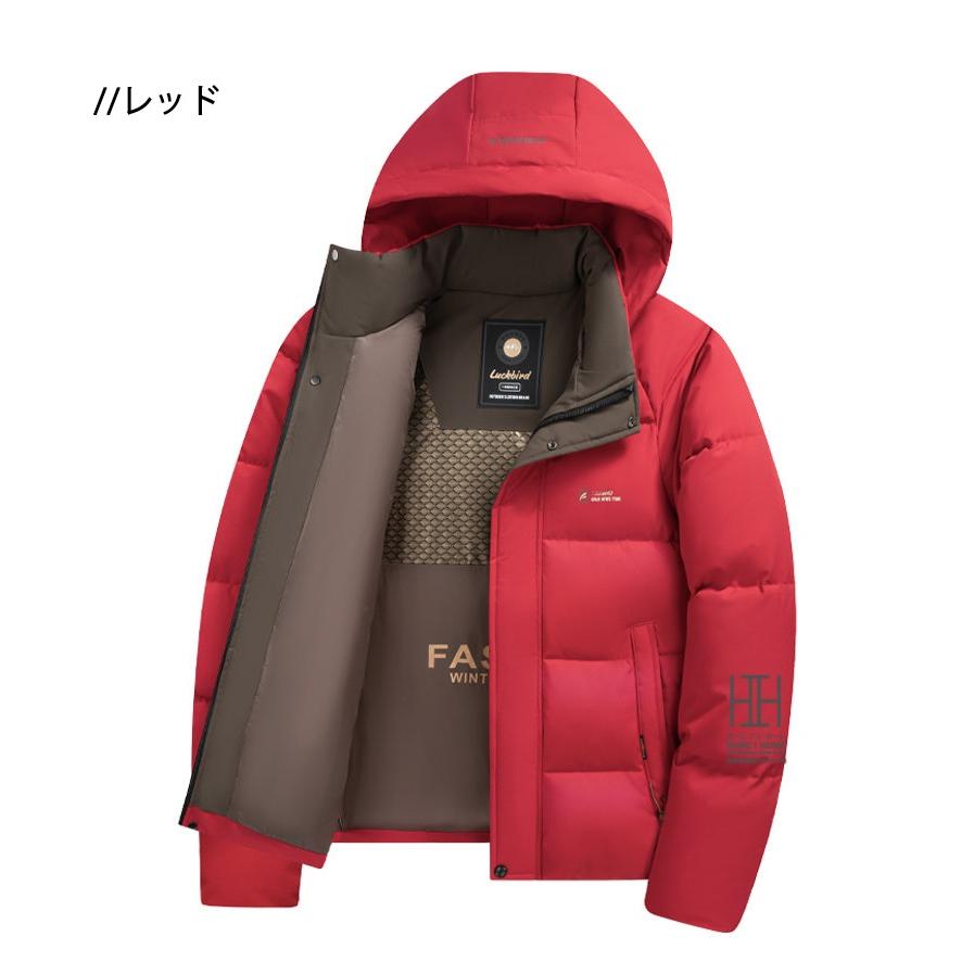 中綿ジャケット メンズ フード付き 脱着式フード グラフェンコーティング 蓄熱 保温 防寒 撥水 厚手 メンズアウター あったか 中綿入りブルゾン 冬 赤 おしゃれ | ホームアイホーム | 09