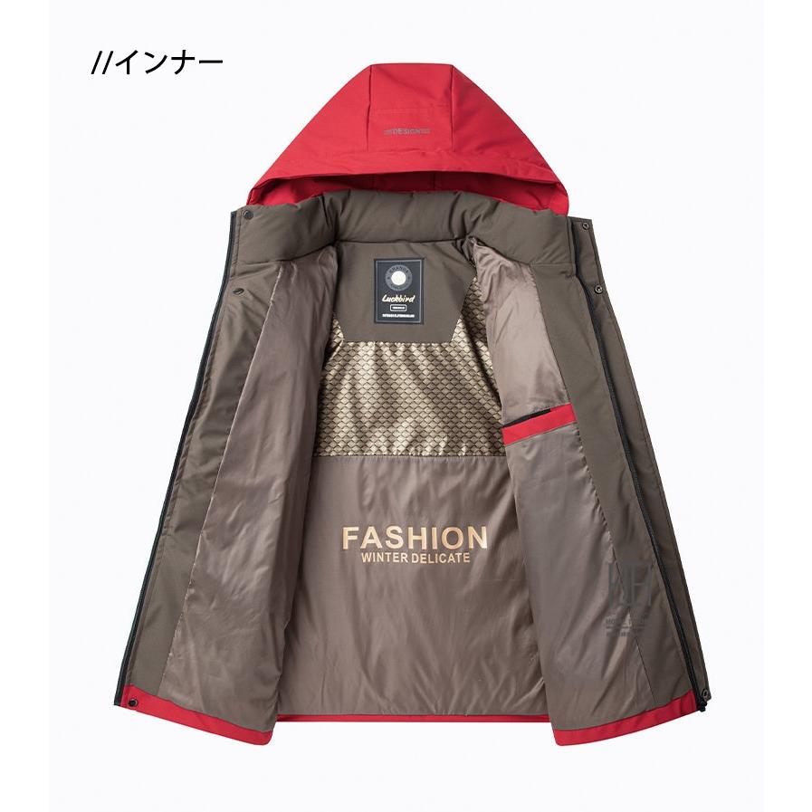 中綿ジャケット メンズ フード付き 脱着式フード グラフェンコーティング 蓄熱 保温 防寒 撥水 厚手 メンズアウター あったか 中綿入りブルゾン 冬 赤 おしゃれ | ホームアイホーム | 10