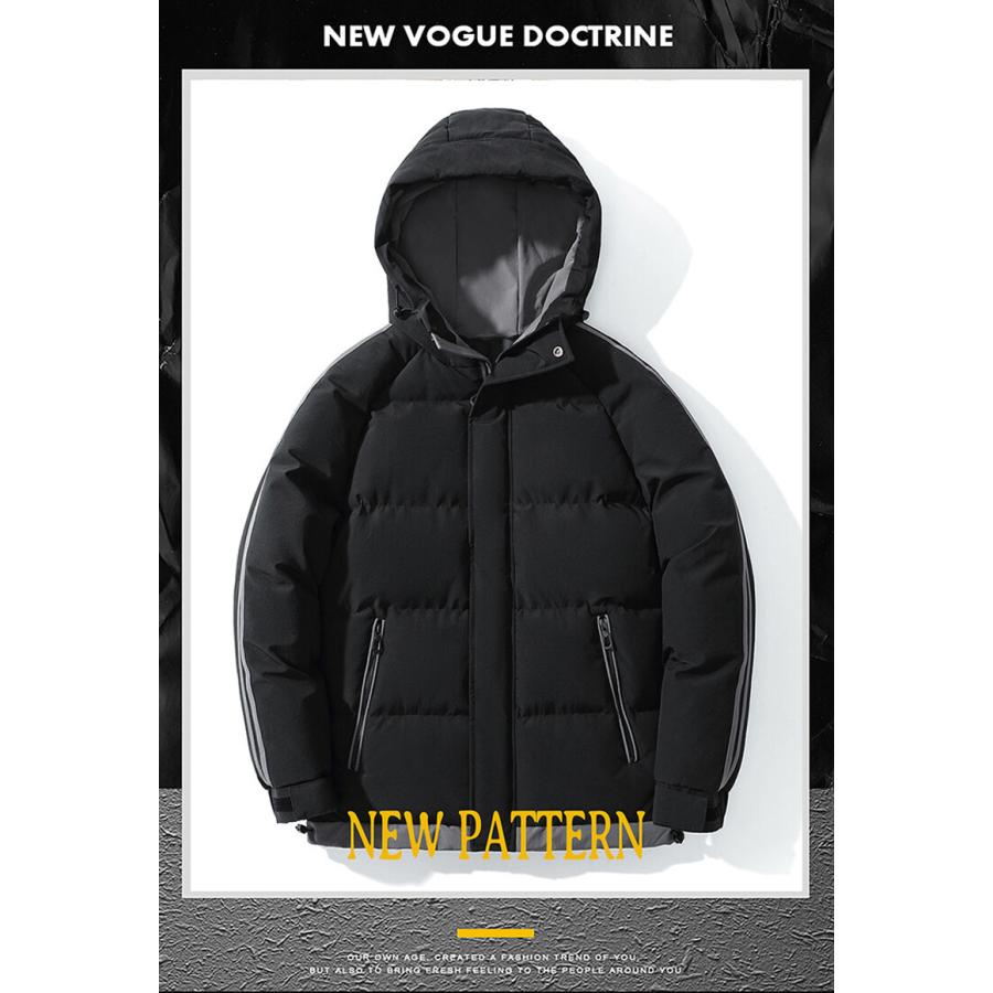 ジャケット メンズ ライン 中綿入り フード付き スポーツ ファスナーポケット カレッジ 防寒 保温 冬物 アウトドア | ブランド登録なし | 03