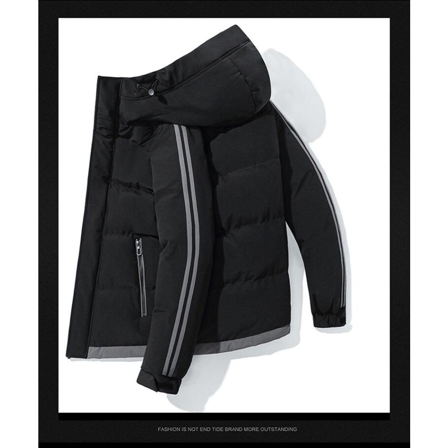 ジャケット メンズ ライン 中綿入り フード付き スポーツ ファスナーポケット カレッジ 防寒 保温 冬物 アウトドア | ブランド登録なし | 05