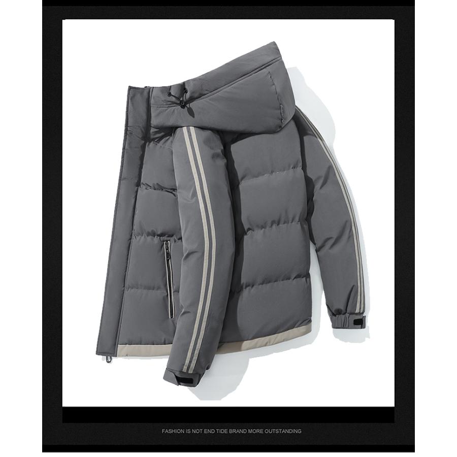 ジャケット メンズ ライン 中綿入り フード付き スポーツ ファスナーポケット カレッジ 防寒 保温 冬物 アウトドア | ブランド登録なし | 06